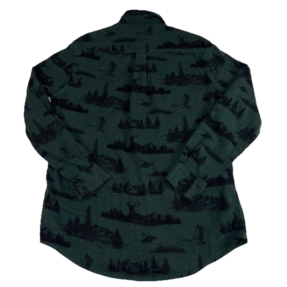 Chaps Performance Flannel Shirt Men's Size M Green Soft Hunting Deer Duck Cabin - Picture 2 of 13